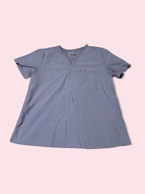 Figs Women's Short Sleeve V-Neck Scrub Top in Blue